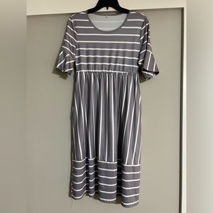 Grey / silver & white stripe dress